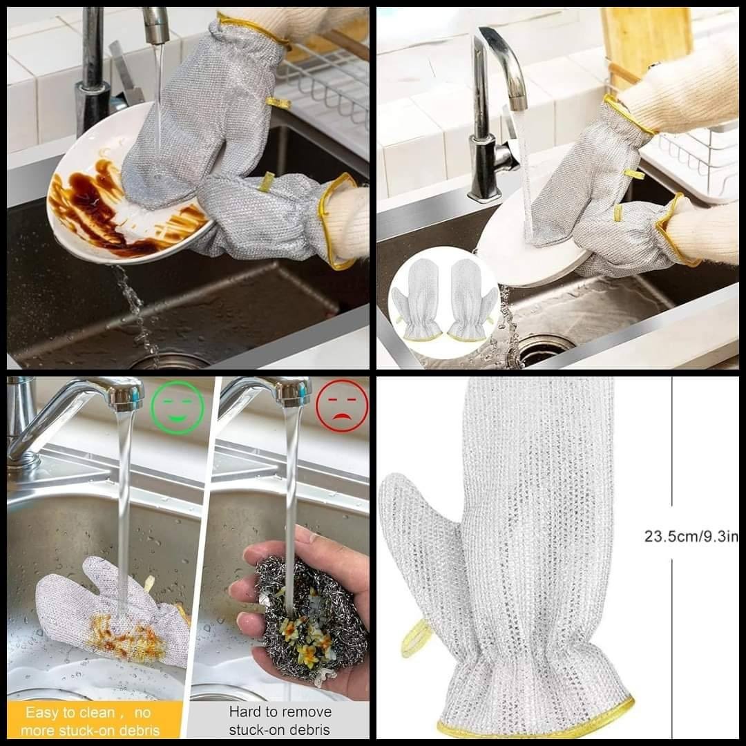 ✅Stainless Steel Wire Waterproof Dish washing Gloves